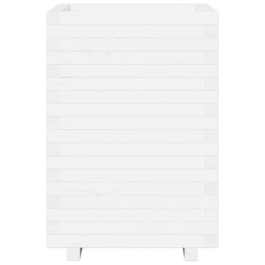 Utendørs Blomsterkasse Plantekasse Tre Hvit 50x50x72,5 cm heltre furu