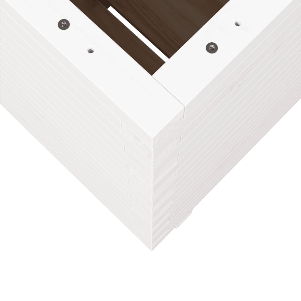 Utendørs Blomsterkasse Plantekasse Tre Hvit 50x50x72,5 cm heltre furu