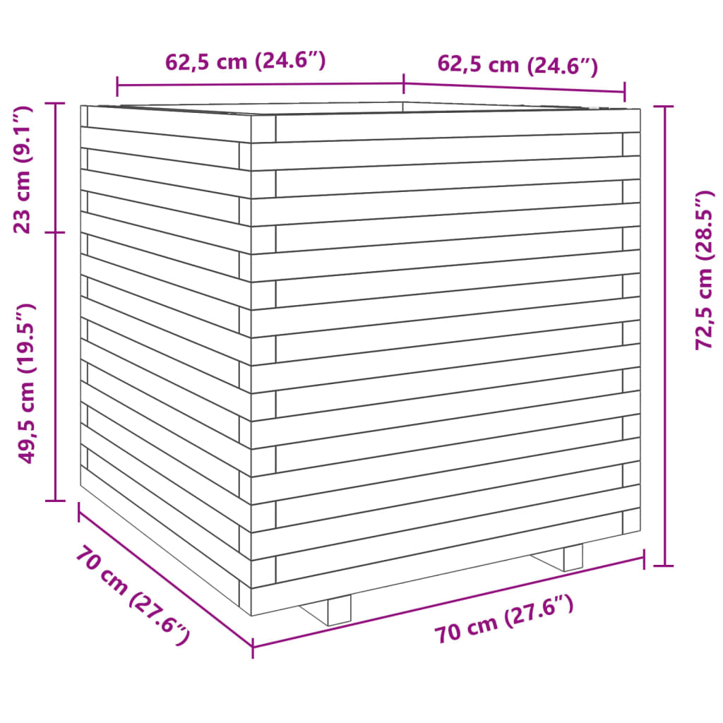 Utendørs Blomsterkasse Plantekasse Tre 70x70x72,5 cm heltre douglasgran