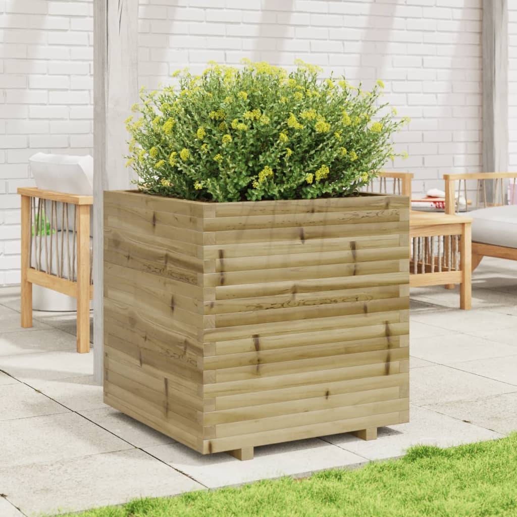 Utendørs Blomsterkasse Plantekasse Tre 70x70x72,5 cm impregnert furu