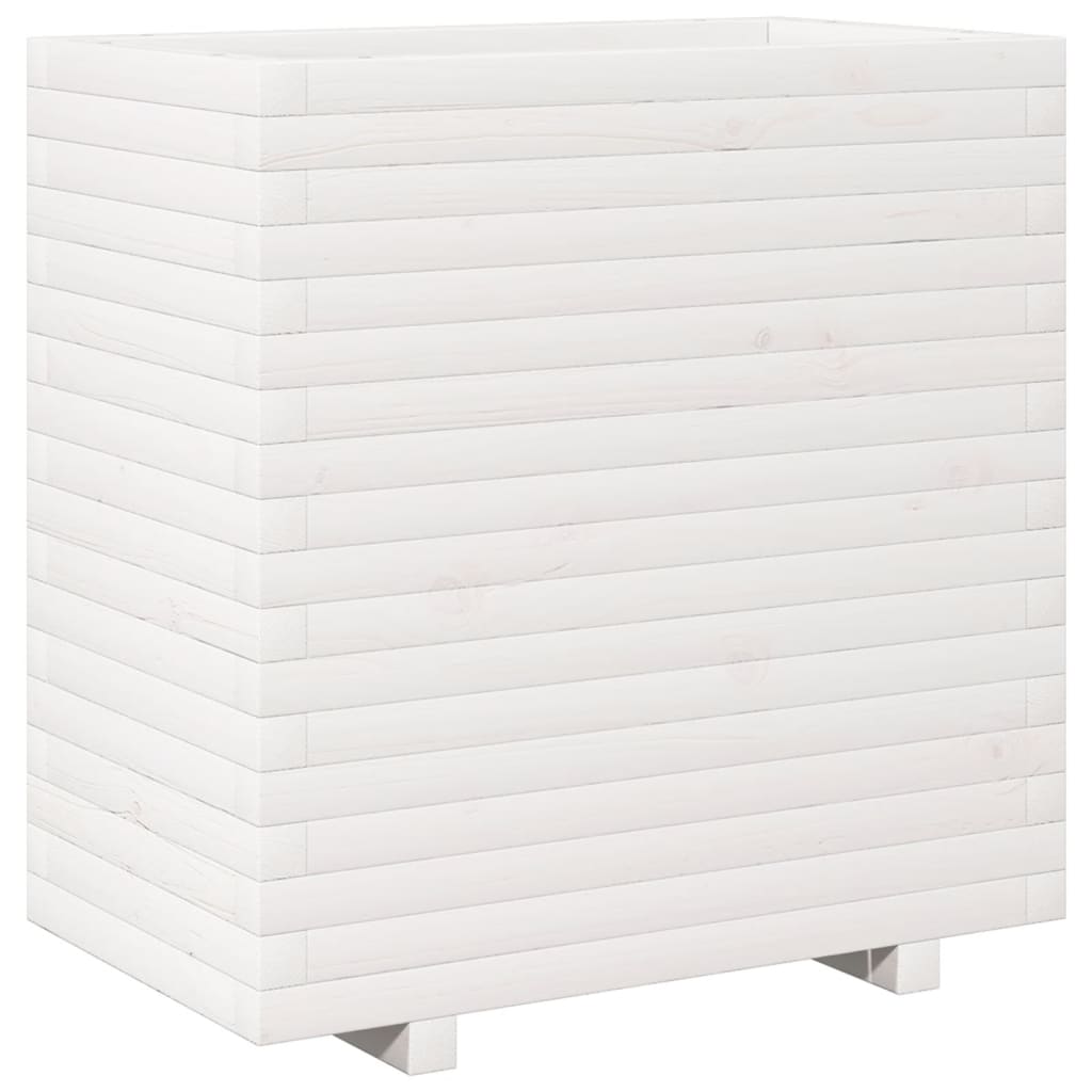 Utendørs Blomsterkasse Plantekasse Tre Hvit 70x40x72,5 cm heltre furu