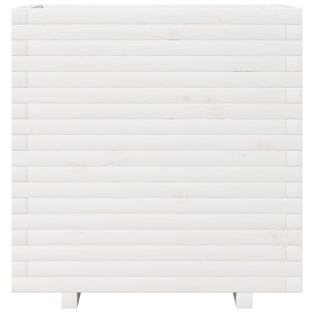 Utendørs Blomsterkasse Plantekasse Tre Hvit 70x40x72,5 cm heltre furu