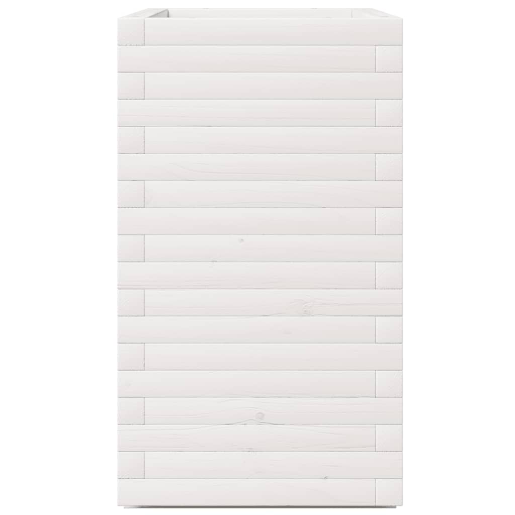 Utendørs Blomsterkasse Plantekasse Tre Hvit 70x40x72,5 cm heltre furu