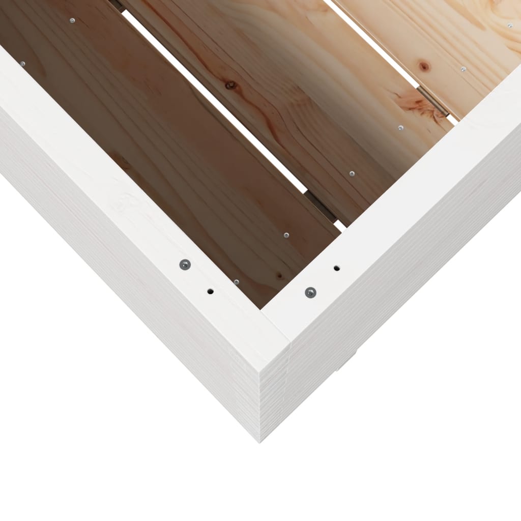 Utendørs Blomsterkasse Plantekasse Tre Hvit 70x40x72,5 cm heltre furu