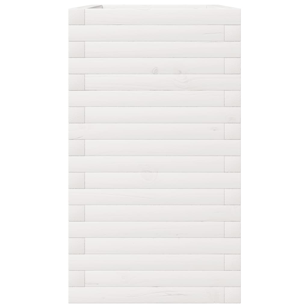 Utendørs Blomsterkasse Plantekasse Tre Hvit 90x40x72,5 cm heltre furu