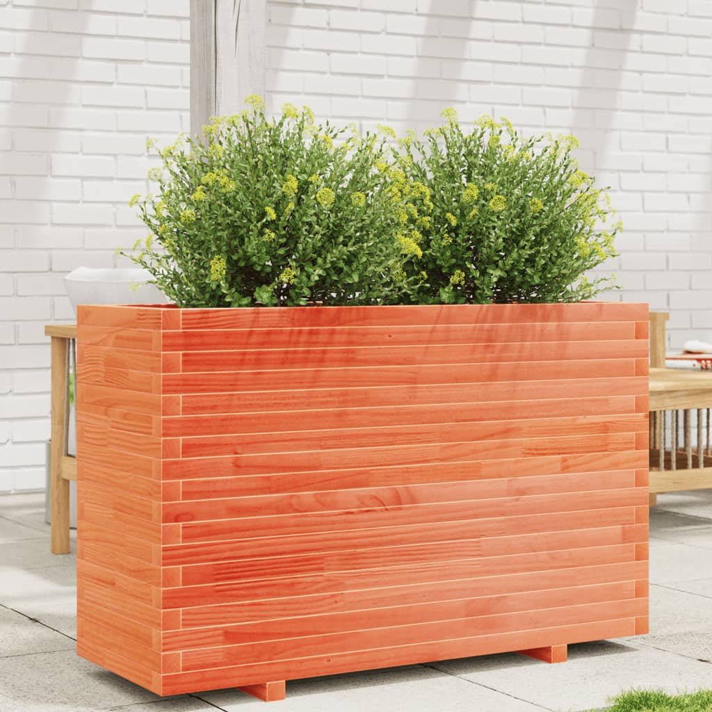 Utendørs Blomsterkasse Plantekasse Tre voksbrun 110x40x72,5 cm heltre furu