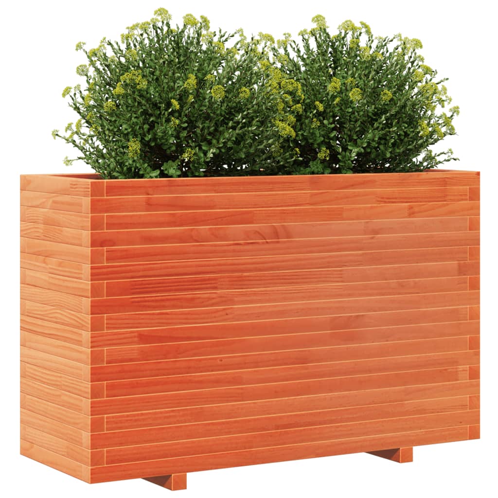 Utendørs Blomsterkasse Plantekasse Tre voksbrun 110x40x72,5 cm heltre furu
