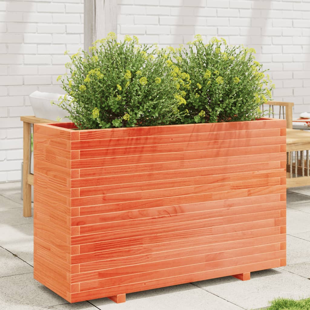 Utendørs Blomsterkasse Plantekasse Tre voksbrun 110x40x72,5 cm heltre furu