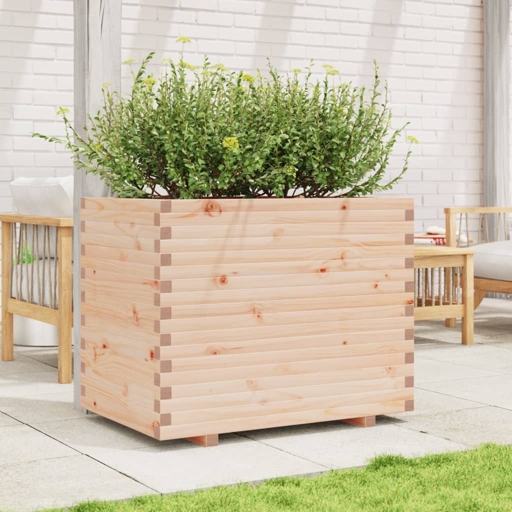 Utendørs Blomsterkasse Plantekasse Tre 90x60x72,5 cm heltre furu