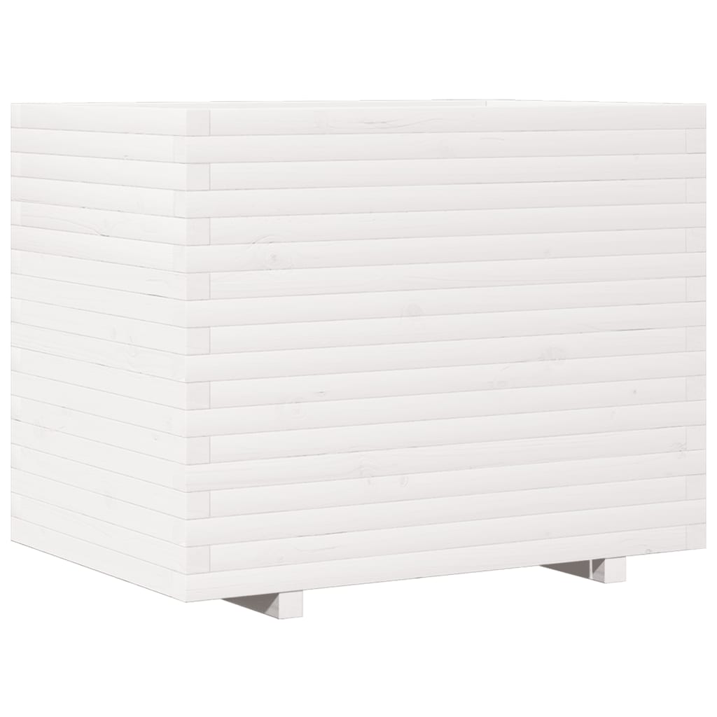Utendørs Blomsterkasse Plantekasse Tre Hvit 90x60x72,5 cm heltre furu