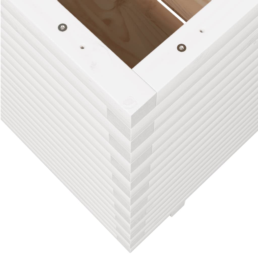 Utendørs Blomsterkasse Plantekasse Tre Hvit 90x60x72,5 cm heltre furu
