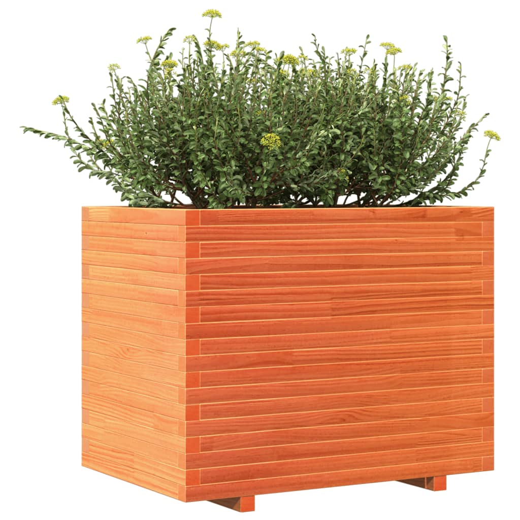 Utendørs Blomsterkasse Plantekasse Tre voksbrun 90x60x72,5 cm heltre furu