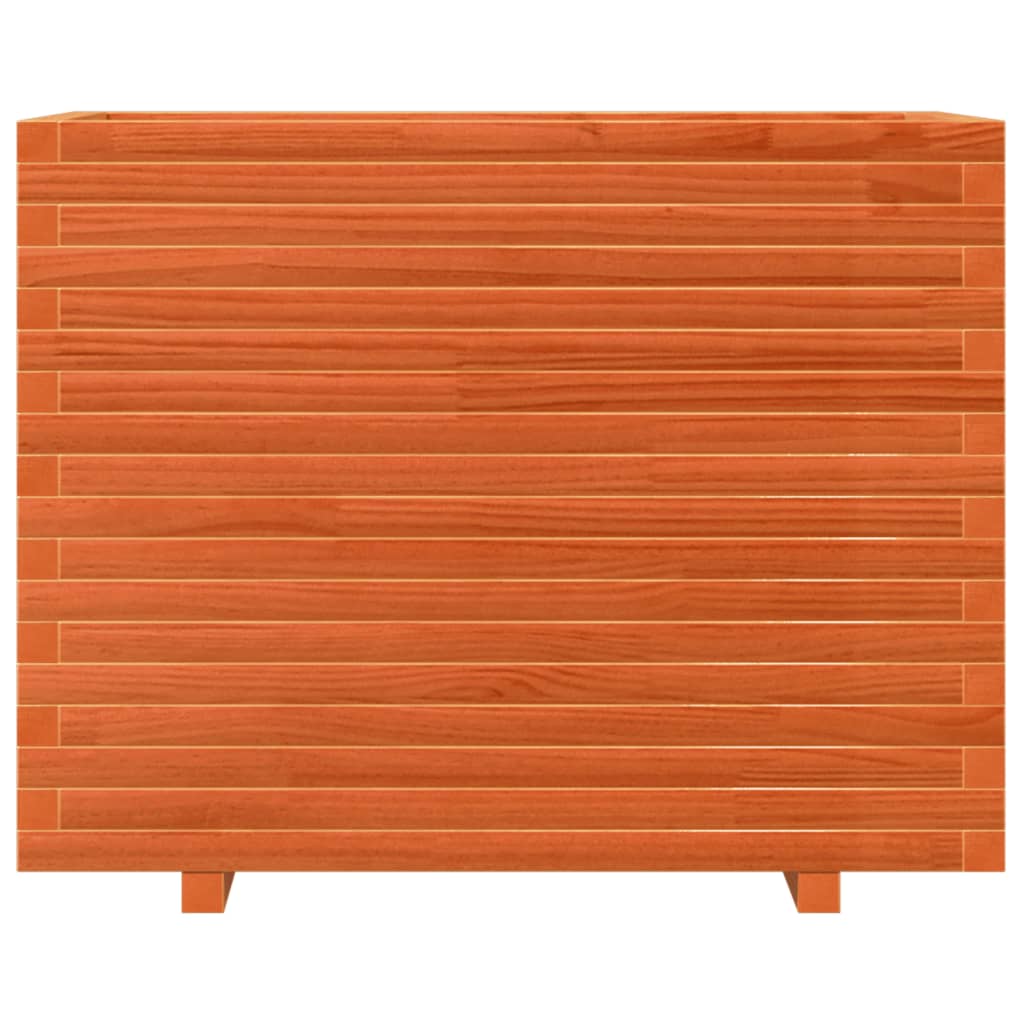 Utendørs Blomsterkasse Plantekasse Tre voksbrun 90x60x72,5 cm heltre furu