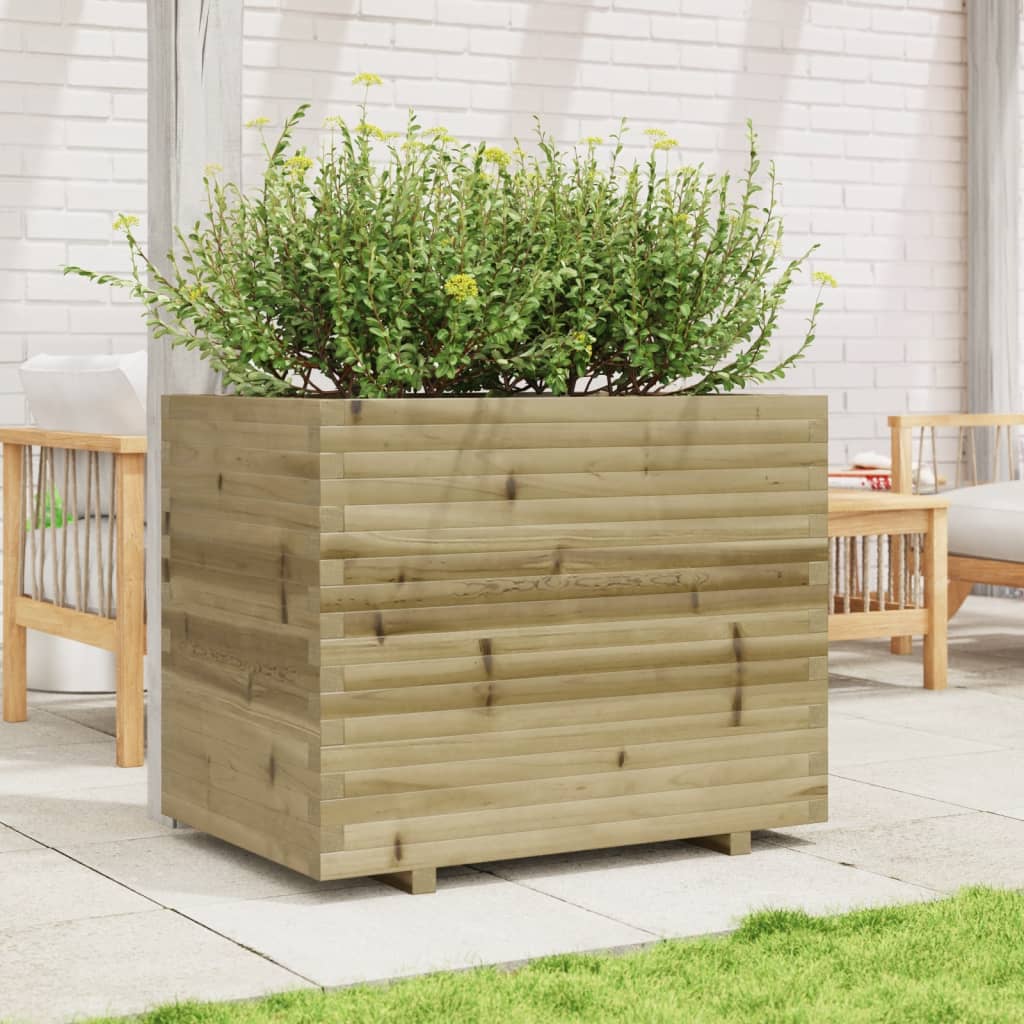 Utendørs Blomsterkasse Plantekasse Tre 90x60x72,5 cm impregnert furu