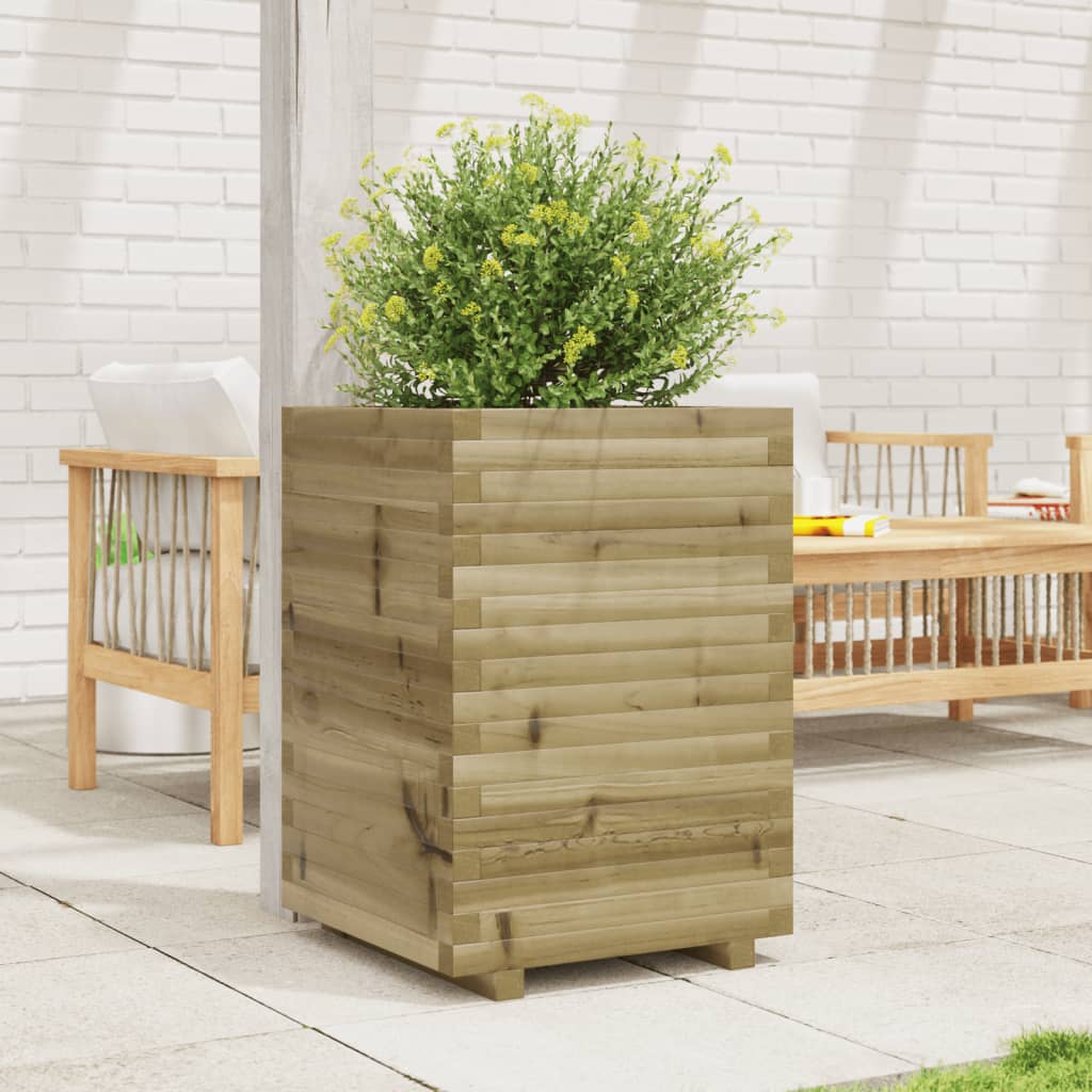 Utendørs Blomsterkasse Plantekasse Tre 50x50x72 cm impregnert furu