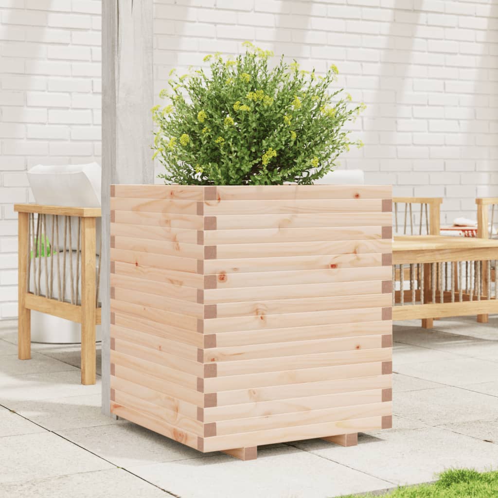 Utendørs Blomsterkasse Plantekasse Tre 60x60x72 cm heltre furu