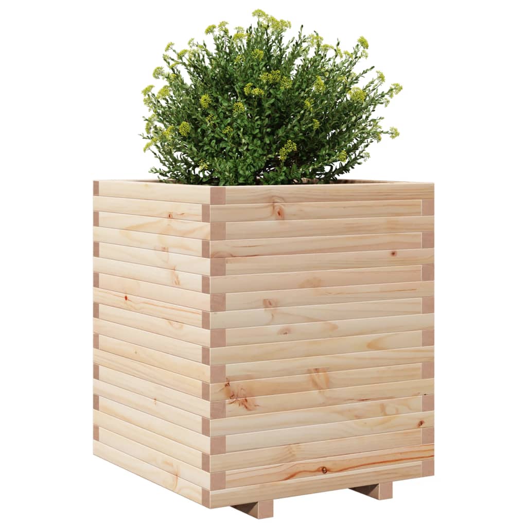 Utendørs Blomsterkasse Plantekasse Tre 60x60x72 cm heltre furu