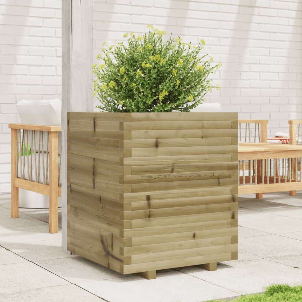 Utendørs Blomsterkasse Plantekasse Tre 60x60x72 cm impregnert furu