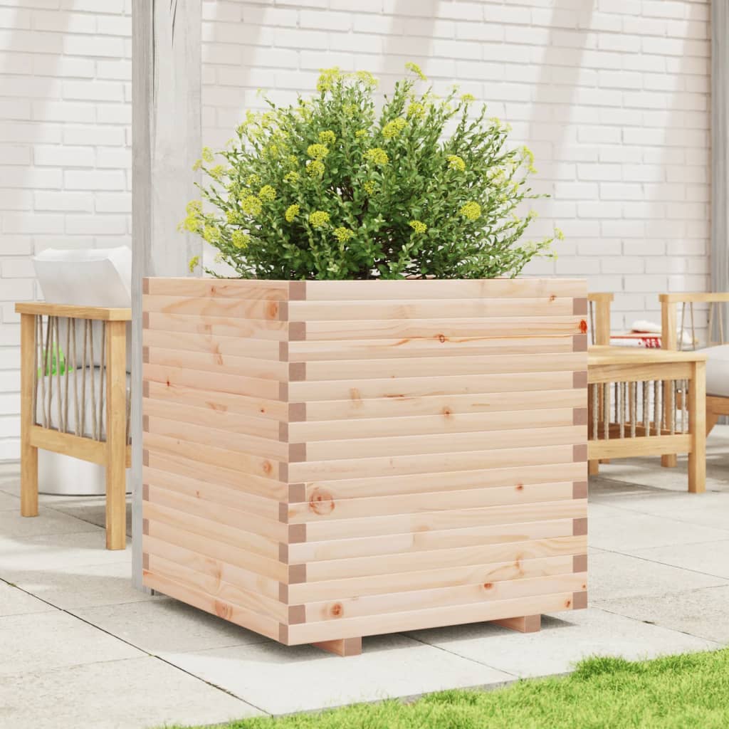Utendørs Blomsterkasse Plantekasse Tre 70x70x72 cm heltre furu