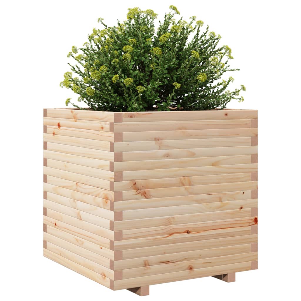 Utendørs Blomsterkasse Plantekasse Tre 70x70x72 cm heltre furu