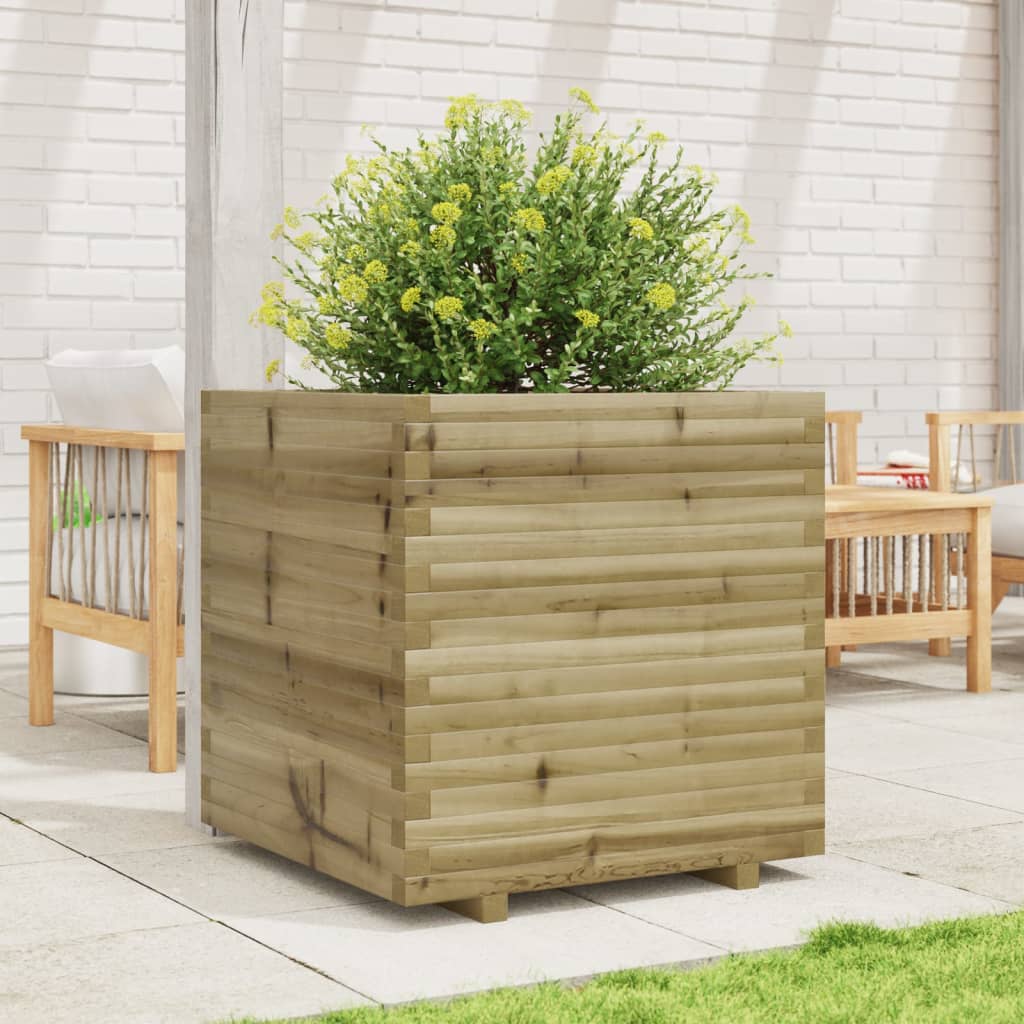 Utendørs Blomsterkasse Plantekasse Tre 70x70x72 cm impregnert furu