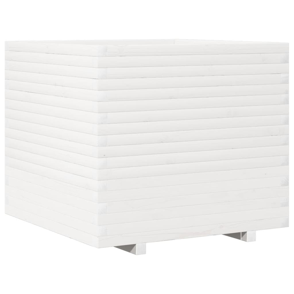 Utendørs Blomsterkasse Plantekasse Tre Hvit 80x80x72 cm heltre furu