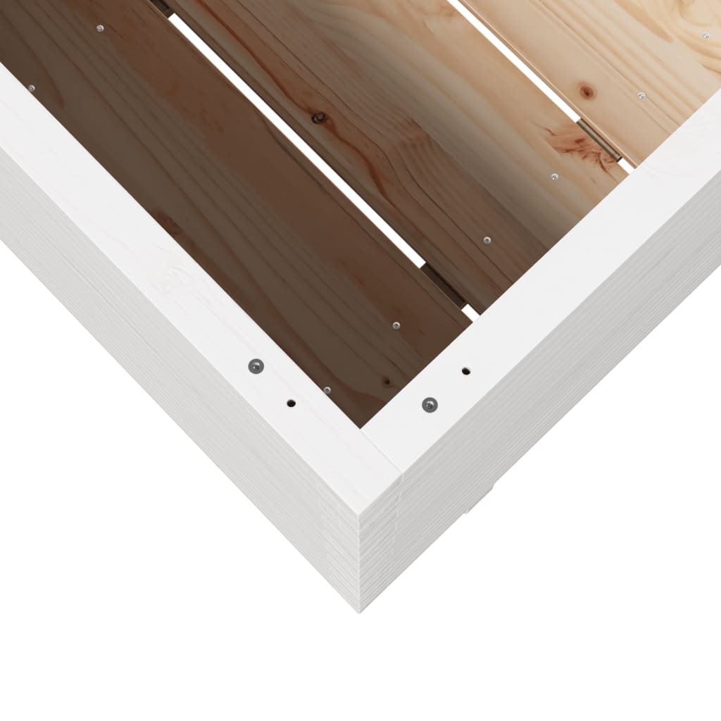 Utendørs Blomsterkasse Plantekasse Tre Hvit 80x80x72 cm heltre furu