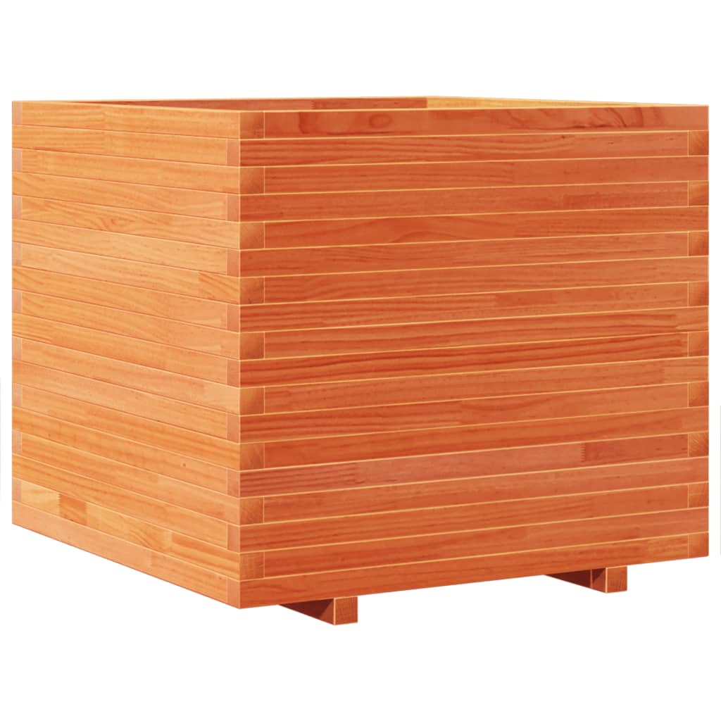 Utendørs Blomsterkasse Plantekasse Tre voksbrun 80x80x72 cm heltre furu