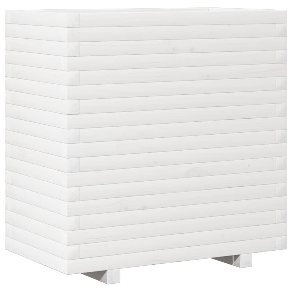 Utendørs Blomsterkasse Plantekasse Tre Hvit 70x40x72 cm heltre furu
