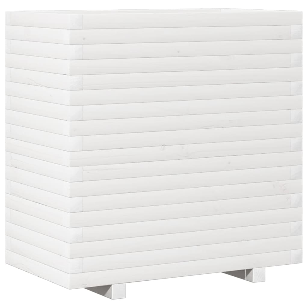Utendørs Blomsterkasse Plantekasse Tre Hvit 70x40x72 cm heltre furu