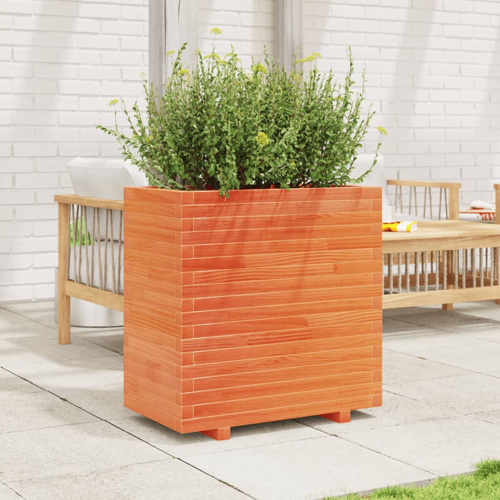 Utendørs Blomsterkasse Plantekasse Tre voksbrun 70x40x72 cm heltre furu