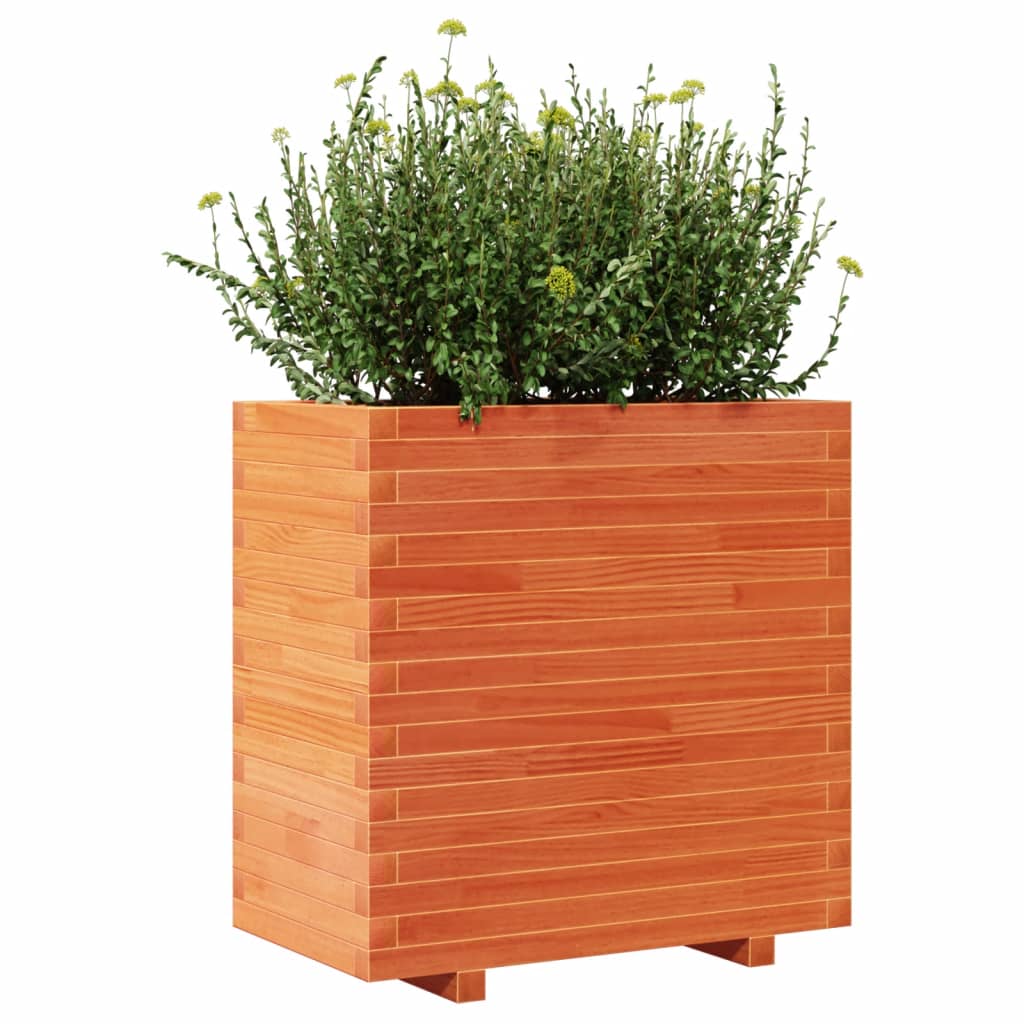 Utendørs Blomsterkasse Plantekasse Tre voksbrun 70x40x72 cm heltre furu