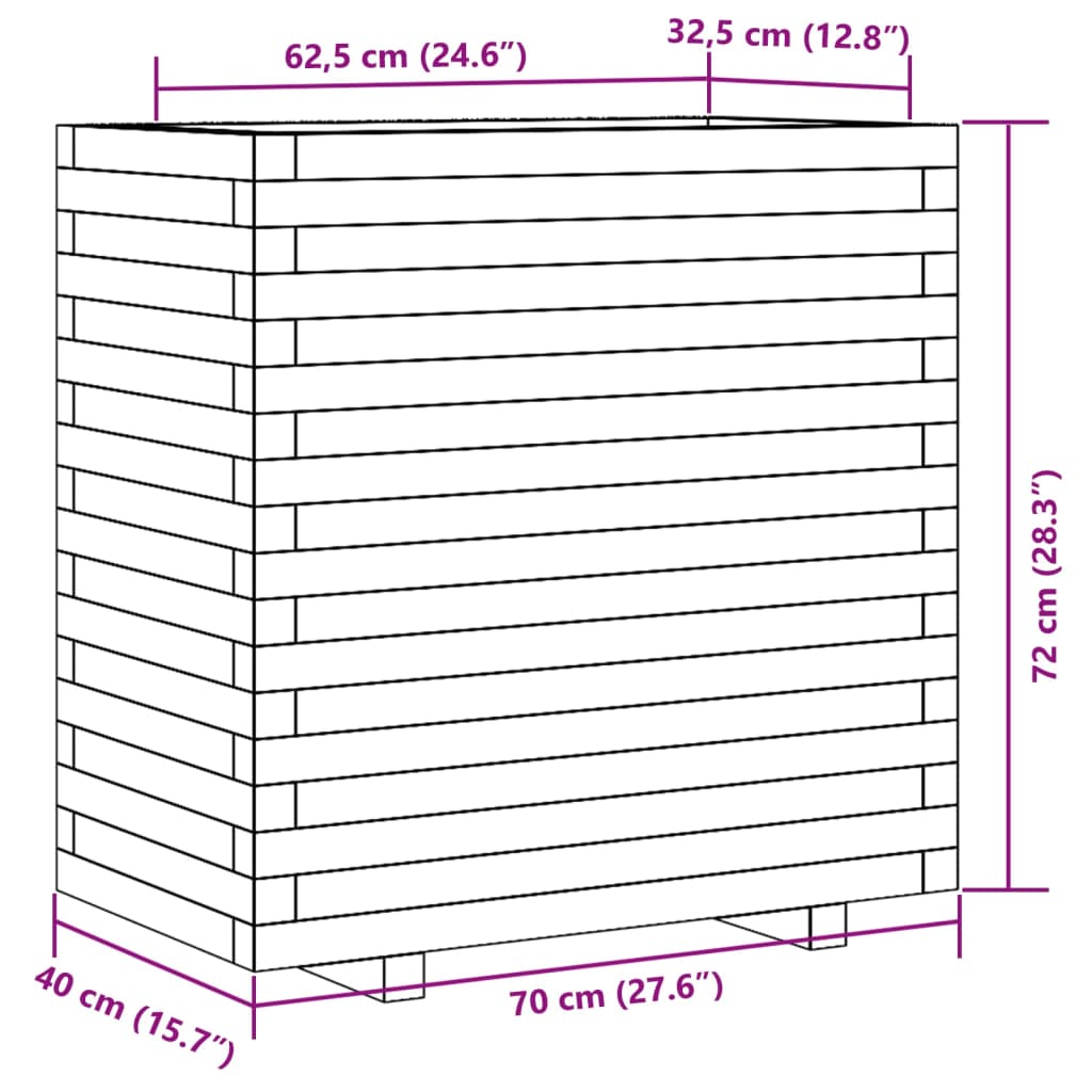 Utendørs Blomsterkasse Plantekasse Tre 70x40x72 cm heltre douglasgran