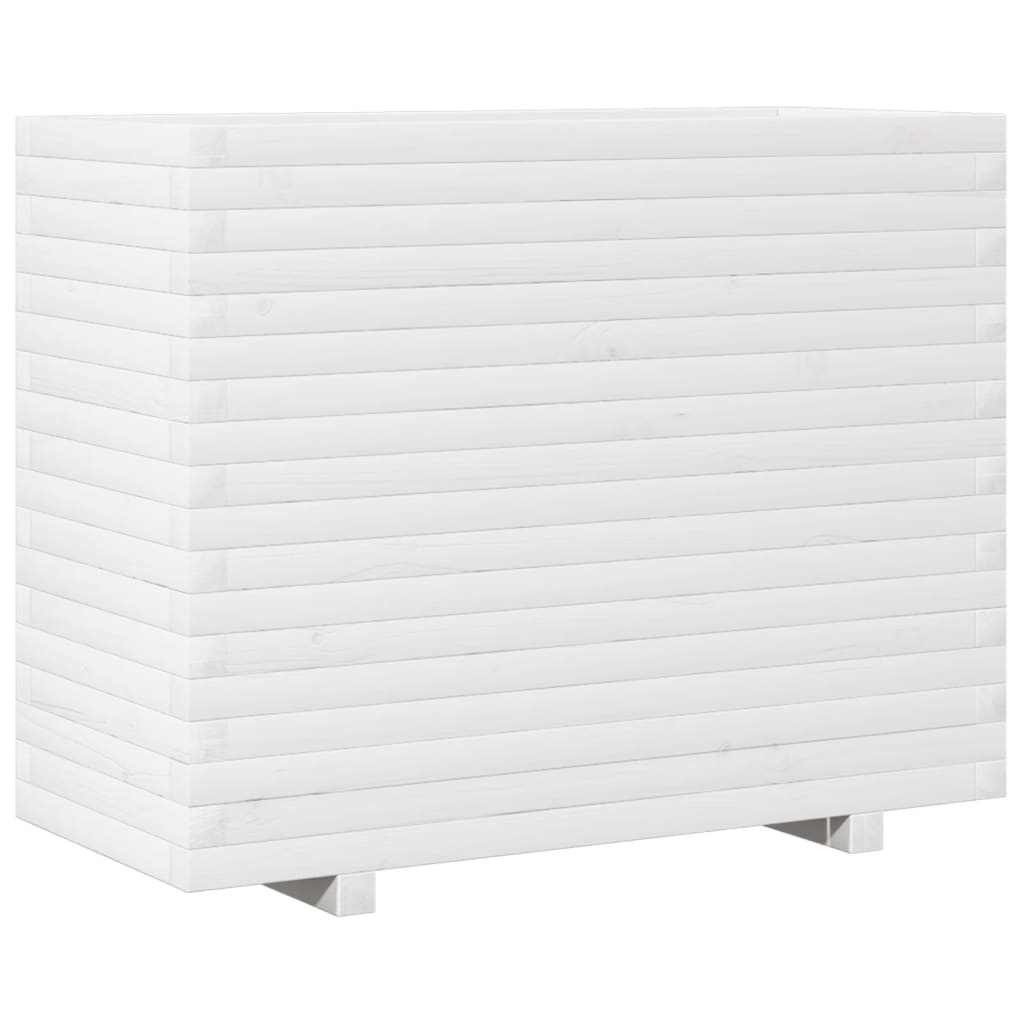Utendørs Blomsterkasse Plantekasse Tre Hvit 90x40x72 cm heltre furu