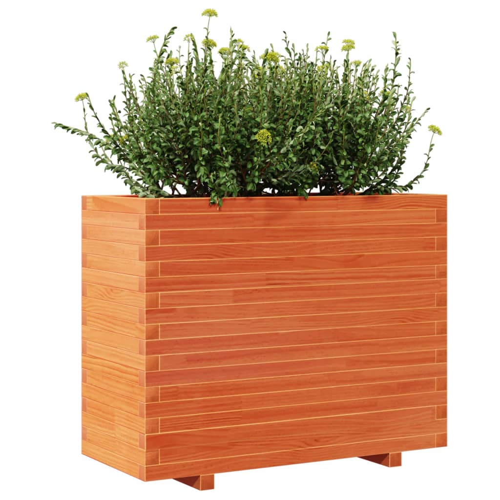 Utendørs Blomsterkasse Plantekasse Tre voksbrun 90x40x72 cm heltre furu