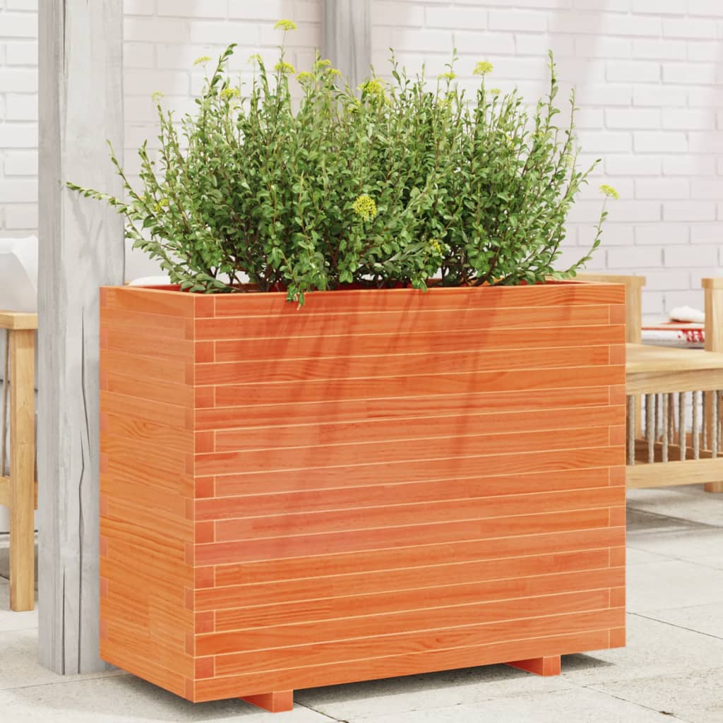 Utendørs Blomsterkasse Plantekasse Tre voksbrun 90x40x72 cm heltre furu