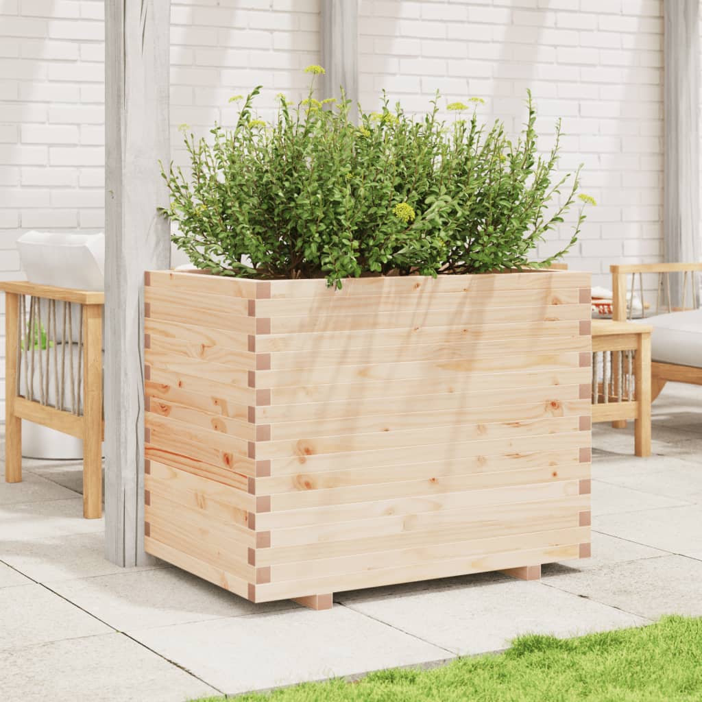 Utendørs Blomsterkasse Plantekasse Tre 90x60x72 cm heltre furu