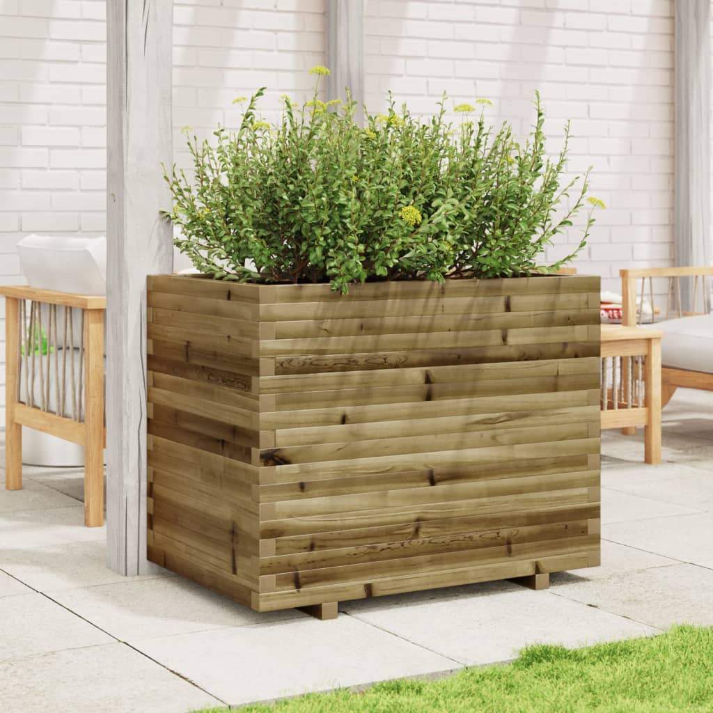 Utendørs Blomsterkasse Plantekasse Tre 90x60x72 cm impregnert furu