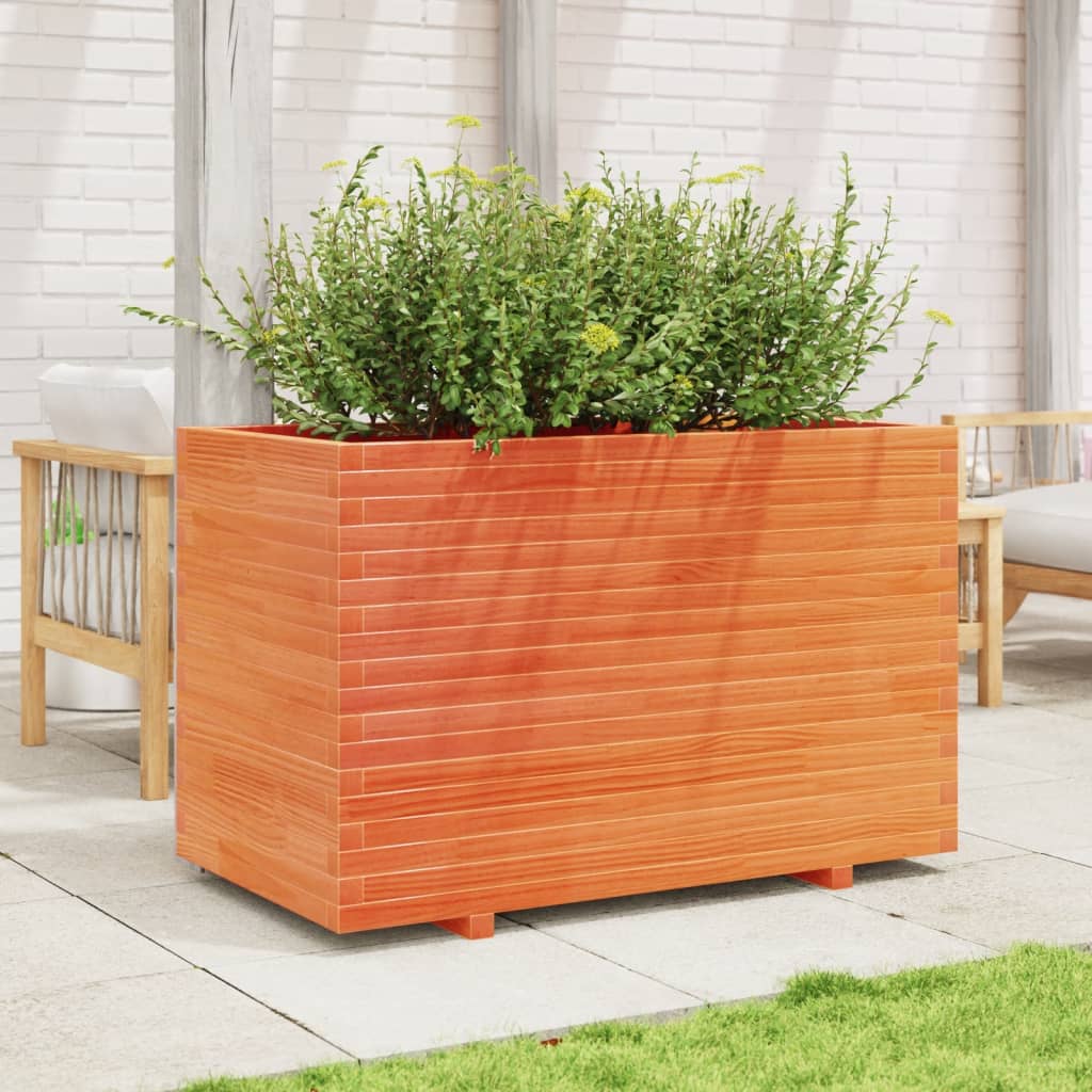Utendørs Blomsterkasse Plantekasse Tre voksbrun 110x60x72 cm heltre furu
