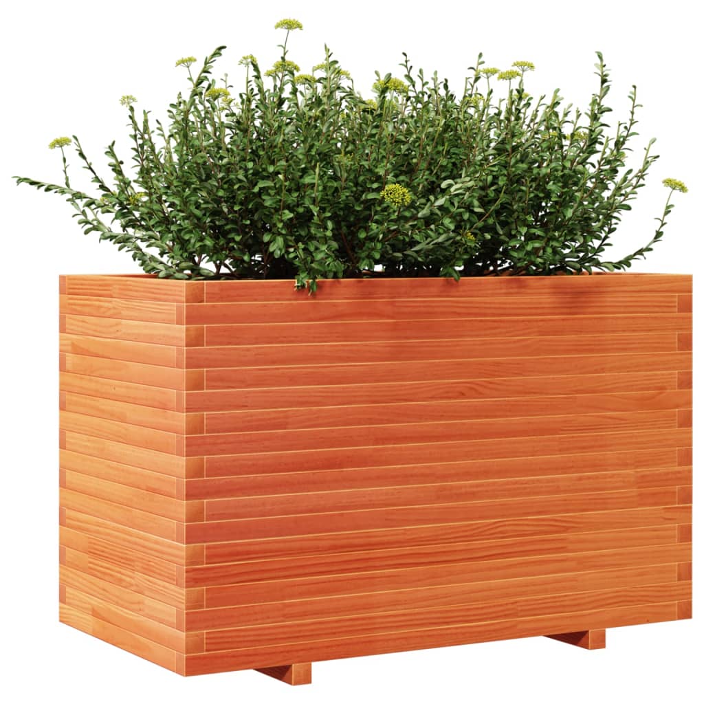 Utendørs Blomsterkasse Plantekasse Tre voksbrun 110x60x72 cm heltre furu