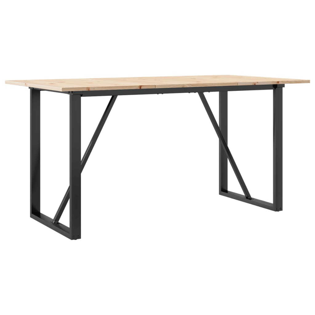 Spisebord O-ramme 140x80x75 cm heltre furu og stål