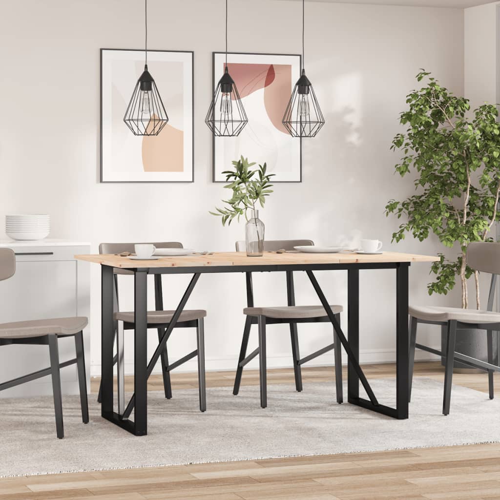 Spisebord O-ramme 140x80x75 cm heltre furu og stål