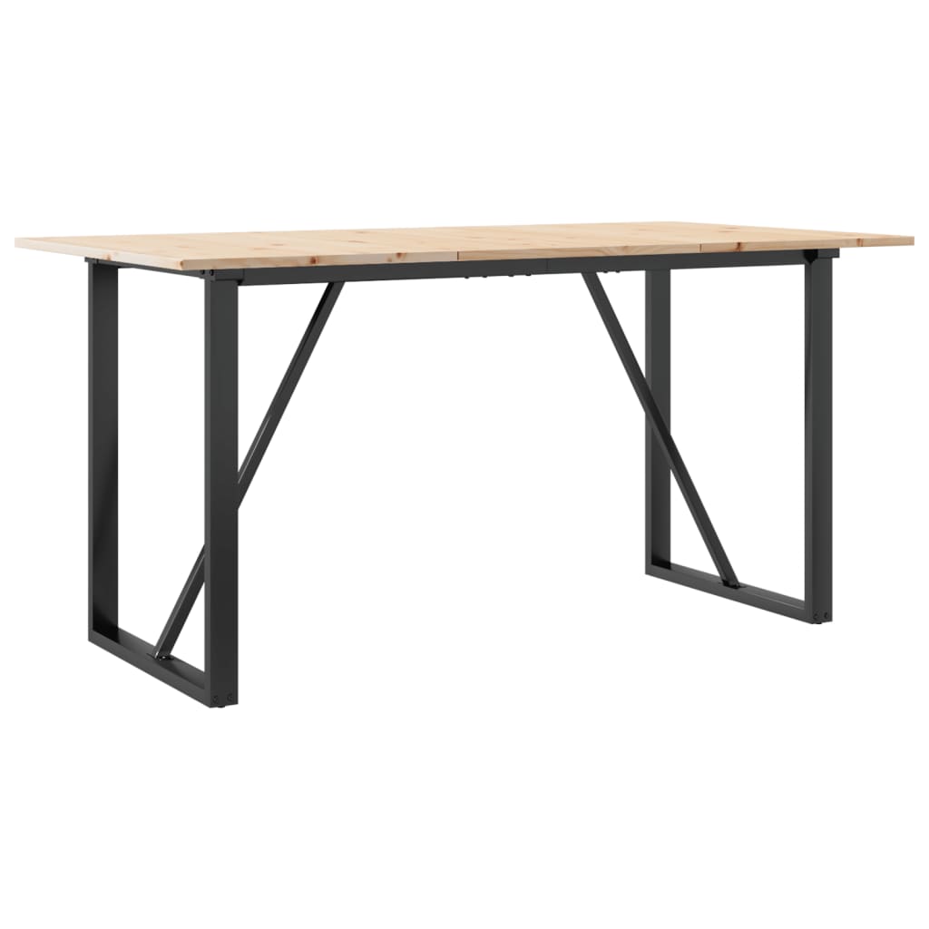 Spisebord O-ramme 140x80x75 cm heltre furu og stål