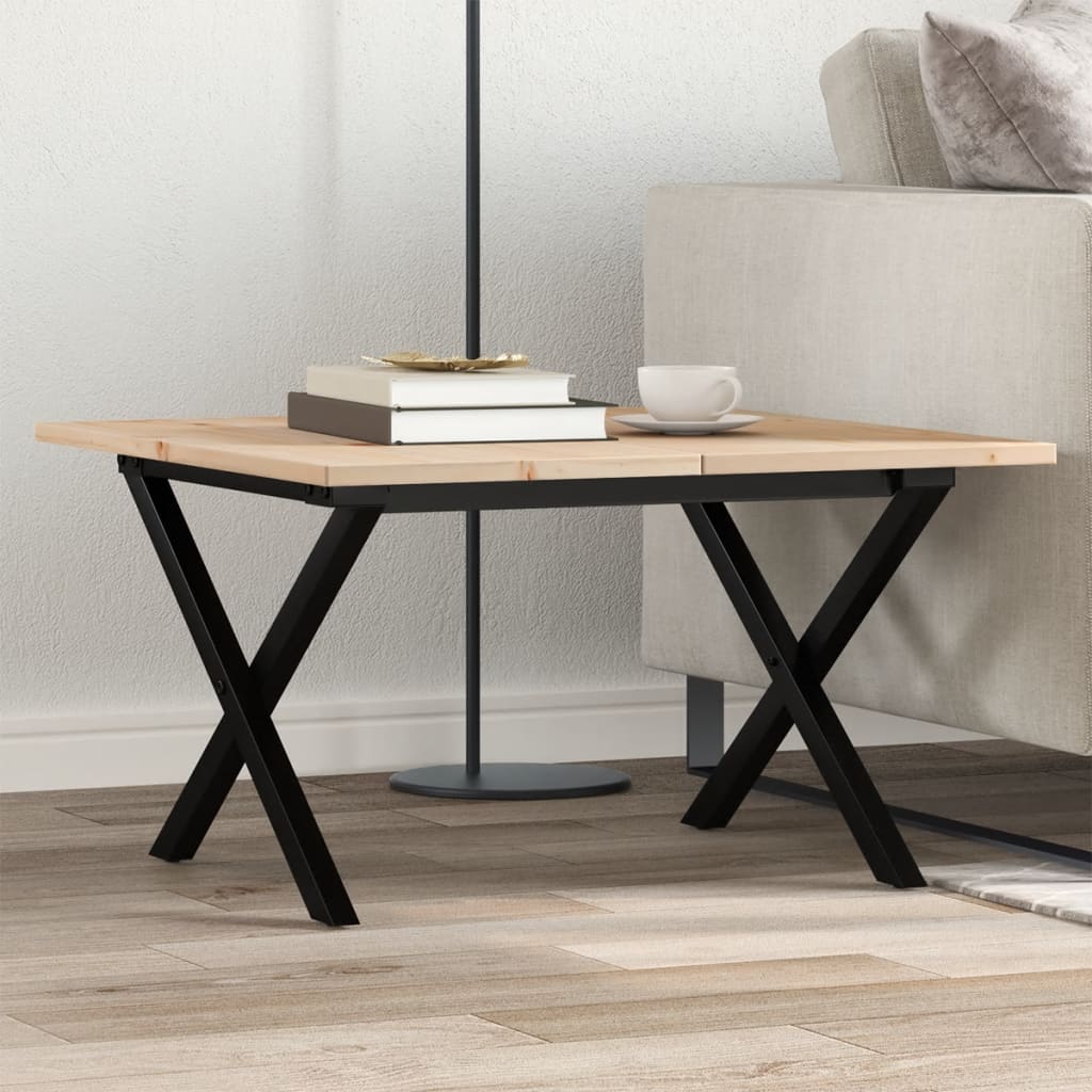 Salongbord Sofabord DIV. X-ramme 60x60x40 cm heltre furu og støpejern