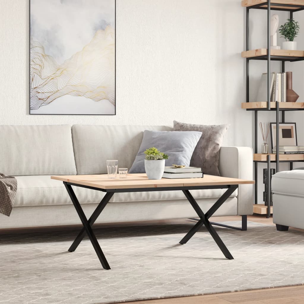 Salongbord Sofabord DIV. X-ramme 80x80x45 cm heltre furu og støpejern