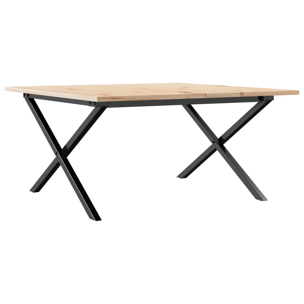 Salongbord Sofabord DIV. X-ramme 80x80x45 cm heltre furu og støpejern