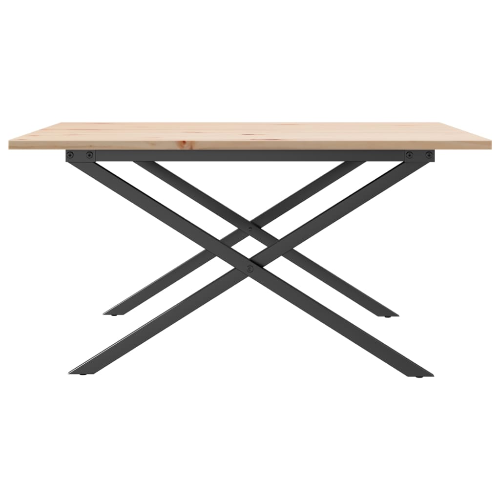 Salongbord Sofabord DIV. X-ramme 90x90x45 cm heltre furu og støpejern