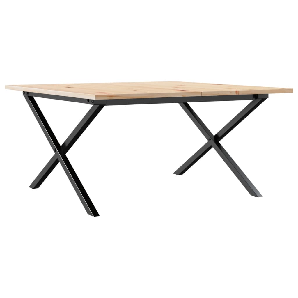 Salongbord Sofabord DIV. X-ramme 90x90x45 cm heltre furu og støpejern