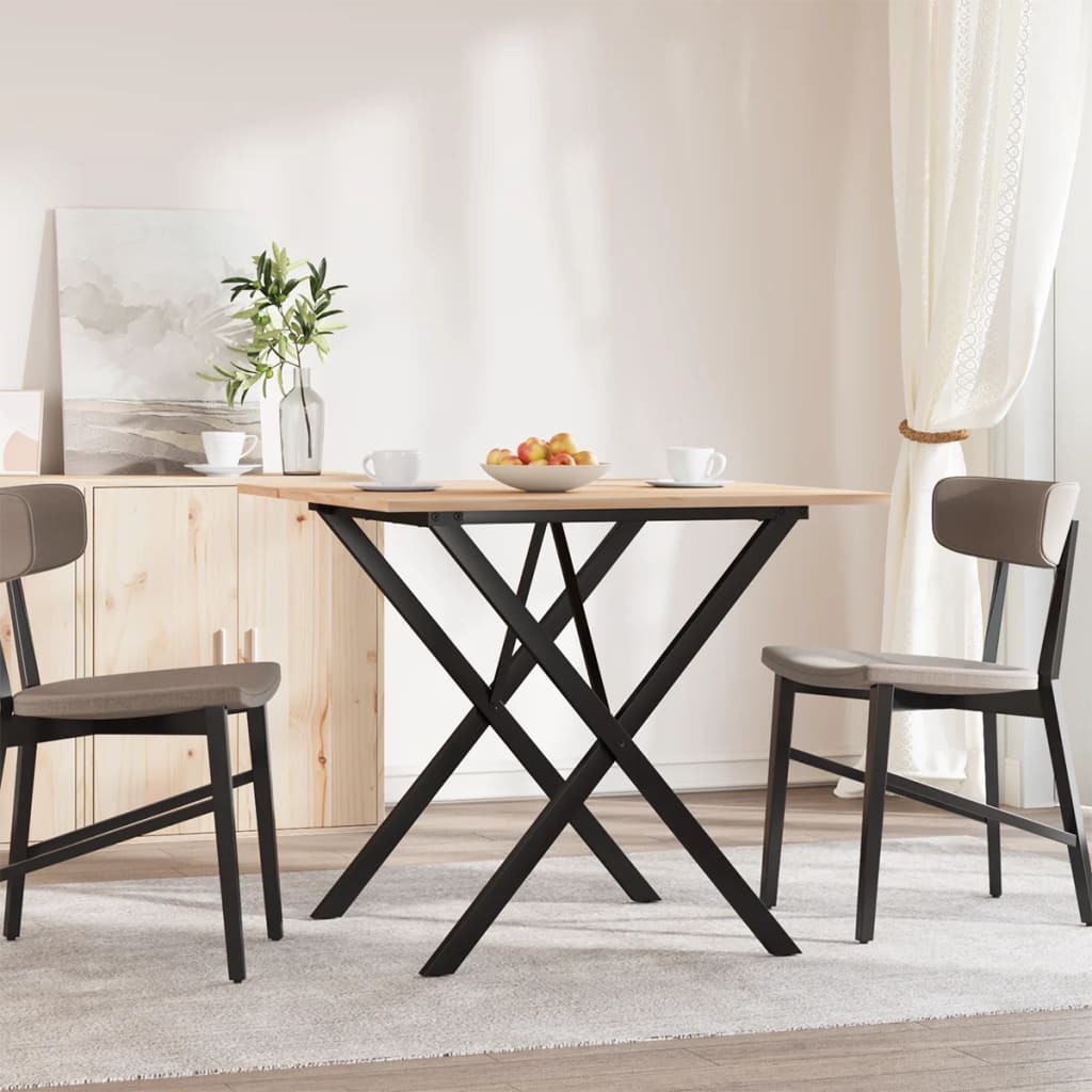 Salongbord Sofabord DIV. X-ramme 90x90x75 cm heltre furu og støpejern