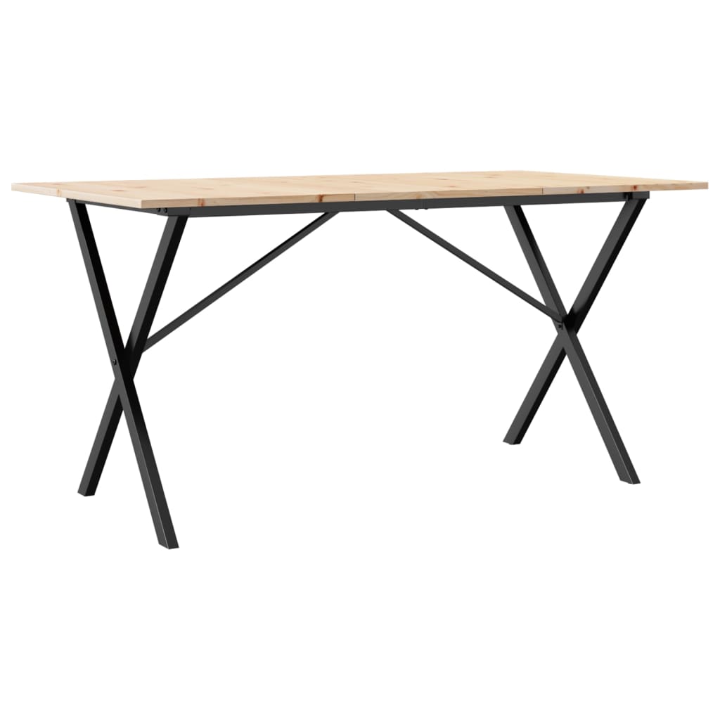 Spisebord Kjøkkenbord X-ramme 160x80x75 cm heltre furu og støpejern